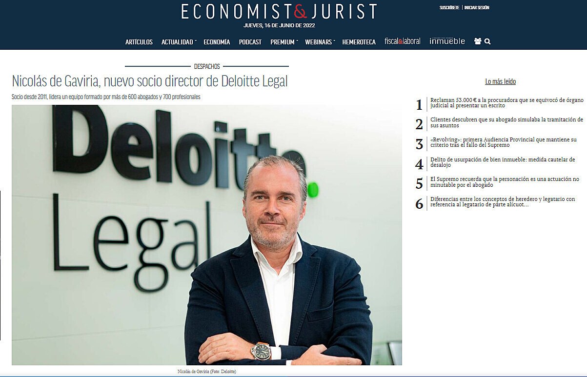 Nicols de Gaviria, nuevo socio director de Deloitte Legal